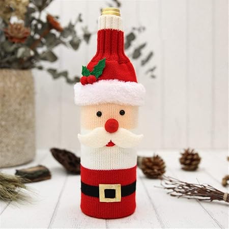 Decorazioni Bottiglie Natalizie.Erduo Decorazione Natalizia Portabottiglie Vino Di Natale Decorazione Bottiglia Di Vino Natalizio Panno Portabottiglie Vino Natale Xmas Dinner Party Decor Multicolor Natale Decorazioni Amazon It Casa E Cucina