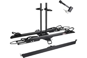 CyberRack E2 Plus Hitch 2 E-Bike Rack with Ramp,200 lbs Capacity Electric Bike Carrier Foldable, Up to 5-inch Fat Tire Bicycl