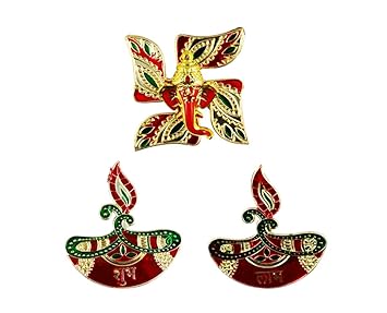 Buy Kriti Creations Acrylic Stone Studded Shubh Labh In Diya