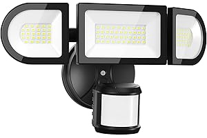 iMaihom 65W LED Security Lights Motion Sensor Light Outdoor, 6500LM Flood Lights Outdoor 3 Head Adjustable Motion Detection Outdoor Lights,Dusk to Dawn Light IP65 Security Lights for Yard (Black)
