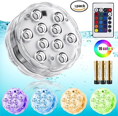 Underwater Lights for Centerpieces,IR Remote Controlled RGB Waterproof Battery Pond Lights for Hot Tub,Garden,Halloween,Home Decorations and Christmas Party,Yimai(1 Pack)