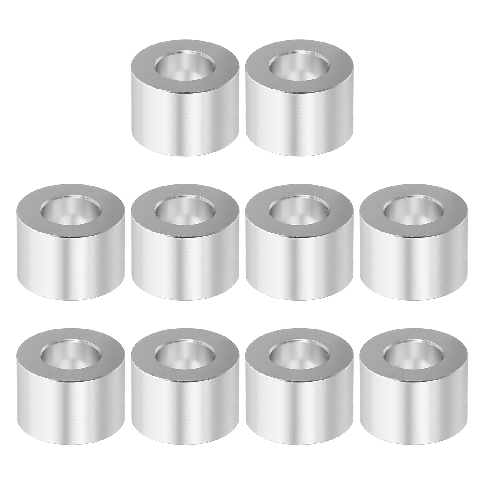 PATIKIL M10 Aluminum Spacers, 10 Pcs Metal Spacer Aluminum M10 X3/4"OD X1/2"L Aluminum Spacer Screw Standoff Round for 3/8" or M10 Screw Bolts, Silvery