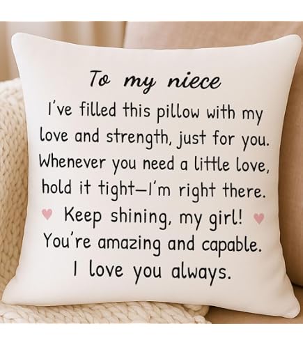 Taie D'oreiller 45x45 Cm En Lin Pour Nièce - Message D'amour Et De Fierté De Tante/oncle - Cadeau Affectueux