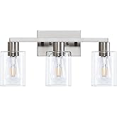 SOPEAS 3-Light Vanity Lights,Brushed Nickel Vanity Light,with Clear Glass Shade for Bathroom Light Fixtures, Bathroom Light F