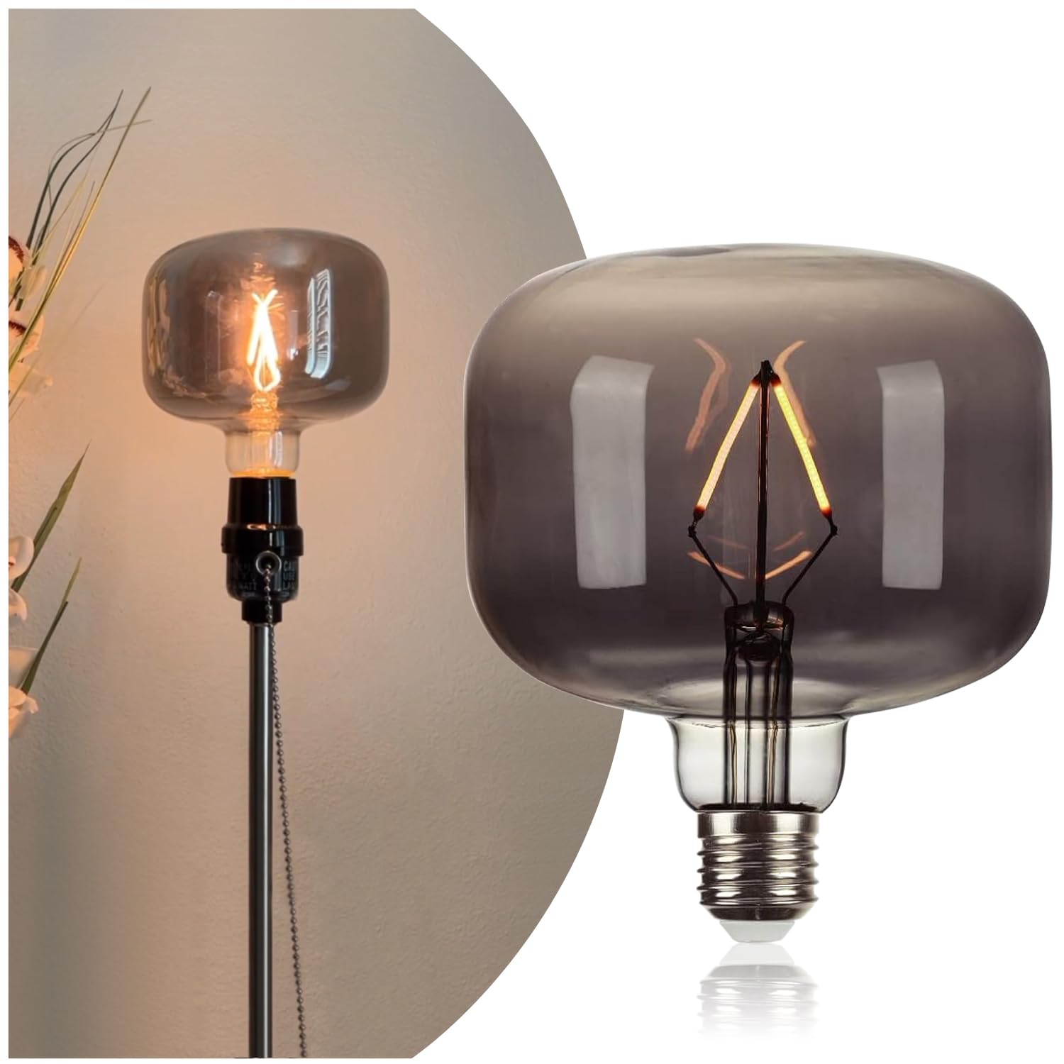 Photo 1 of AMDTU Large Vintage E26 Edison LED Globe Bulb 20 Watt Equivalent Dimmable 2200K Soft Warm Smoky Grey Oversized Medium Base Big Light Bulb Adds Vintage Charm and Warmth to Home or Commercial Decor