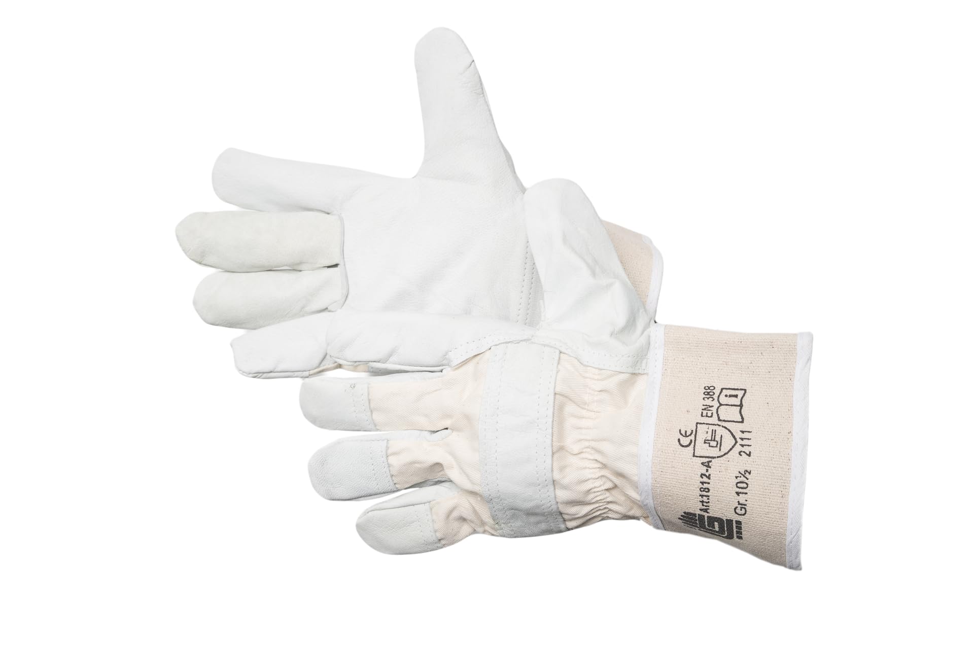 Jah Unisex Heavy Duty Protective Leather Gloves Simple Natural Size 10.5 EU (5 Pairs)