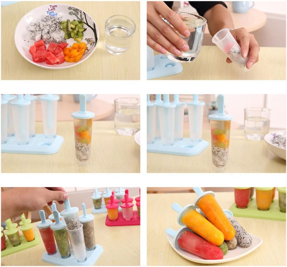 Popsicle Molds 3 Sets Ice Pop Molds Ice Pop Maker with Funnel and Brush, 3 Colors: Kitchen & Dining