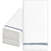 Stxy's Guest Towels Disposable (Transfer-Free Ink) Navy Blue &amp; White, 45ct | Navy Blue Disposable Bathroom Hand Towels with (Bleed-Free Ink), Decorative Blue &amp; White Dinner Napkins for Guests &amp; Parties