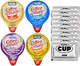 Coffee-Mate Liquid .375oz Variety Pack (4 Flavor) 100 Count includes Original, French Vanilla, Hazelnut, Italian Sweet Crème & By The Cup Sugar Packets