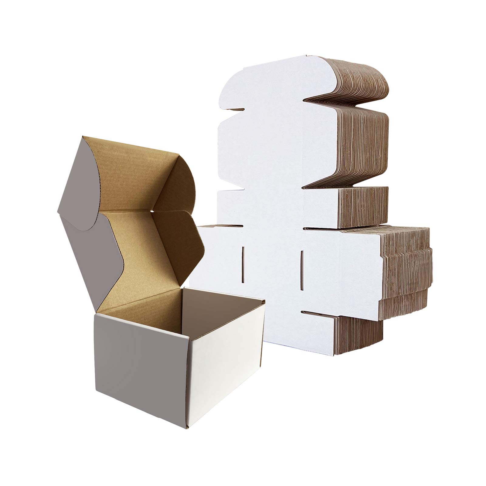 RLAVBL 6x4x3 Inches Shipping Boxes Set of 25, White Small Corrugated Cardboard Box, Mailer Boxes for Packing Small Business
