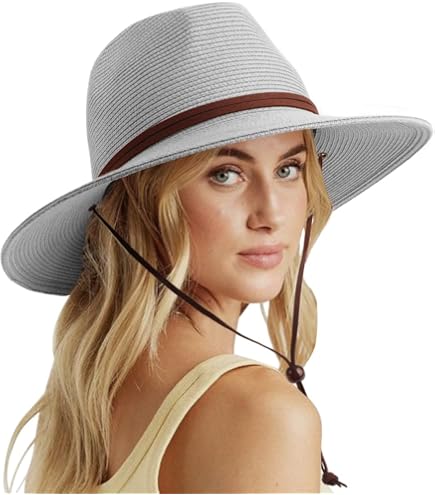 Wide Straw Boater Hat with Elastic Band, 4.75in Brim Lack of Color Women main image 4