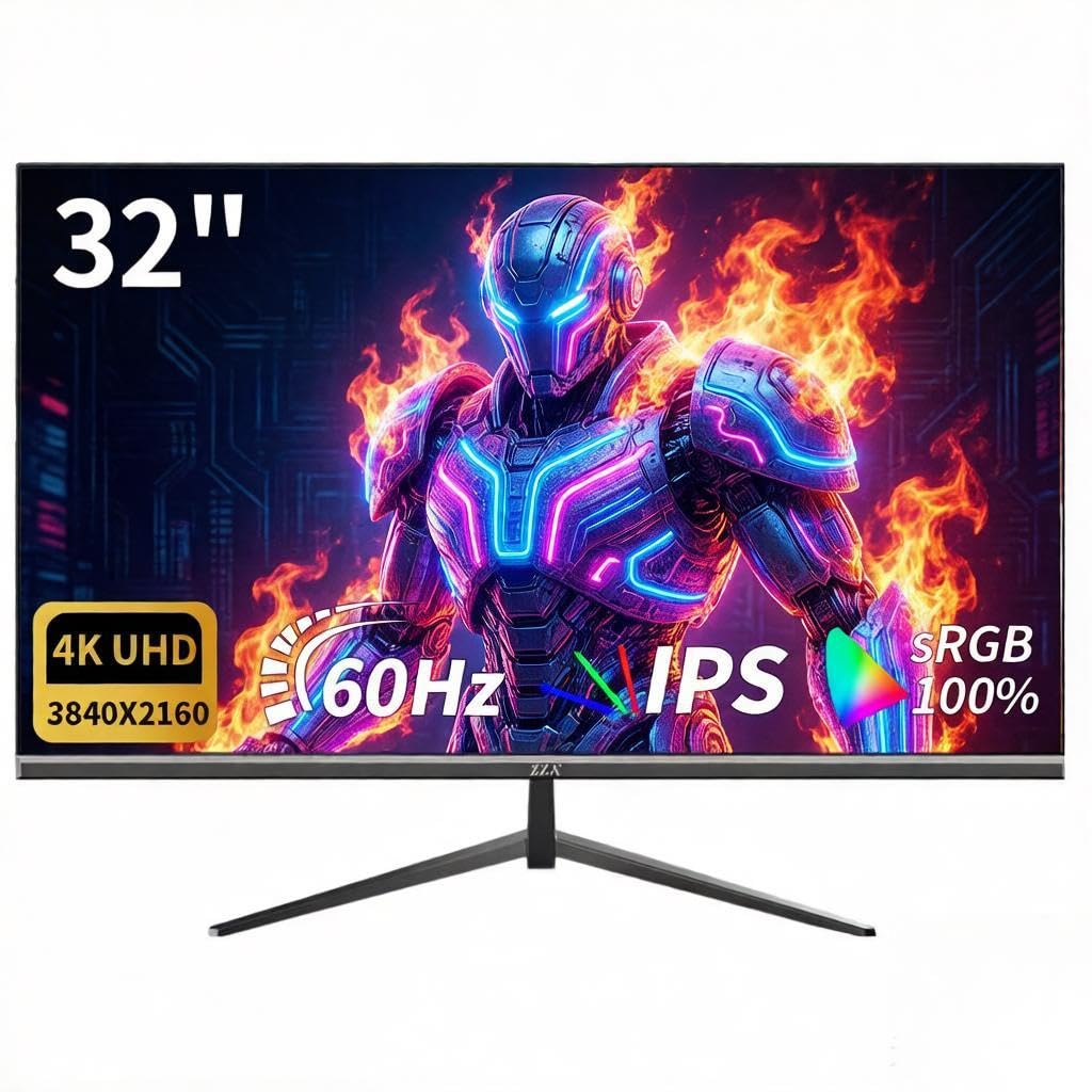 Photo 1 of 32 Inch 4K UHD Monitor (3840x2160), IPS,60Hz Refresh Rate, 100% sRGB, AMD FreeSync, 178° Viewing Angle, HDMI/DisplayPort, VESA 100x100mm Mount Compatible, Tilt Adjustable - Black
