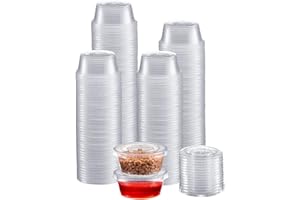 Zeml Portion Cups with Lids (2 Ounces, 200 Pack) | Disposable Plastic Cups for Meal Prep, Portion Control, Salad Dressing, Jello Shots, & Medicine | Small Plastic Condiment Container