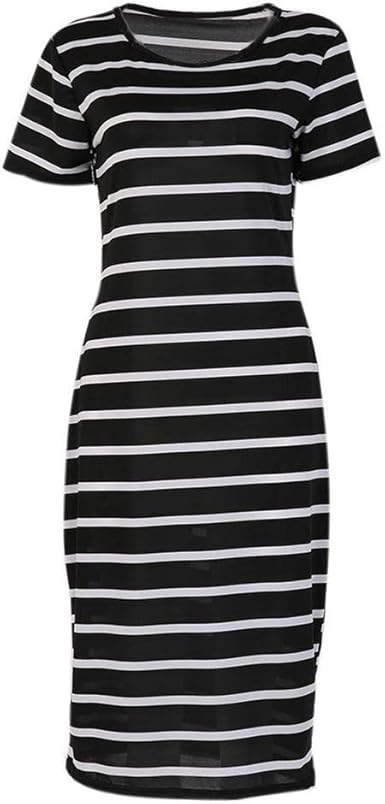 black and white striped sundress