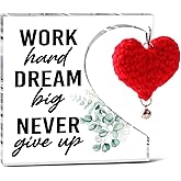 Inspirational Gifts For Women Coworkers, Work Hard Dream Big Never Give Up Motivational Quote Acrylic Plaque Gifts For Colleague Employees Friend Office Decor