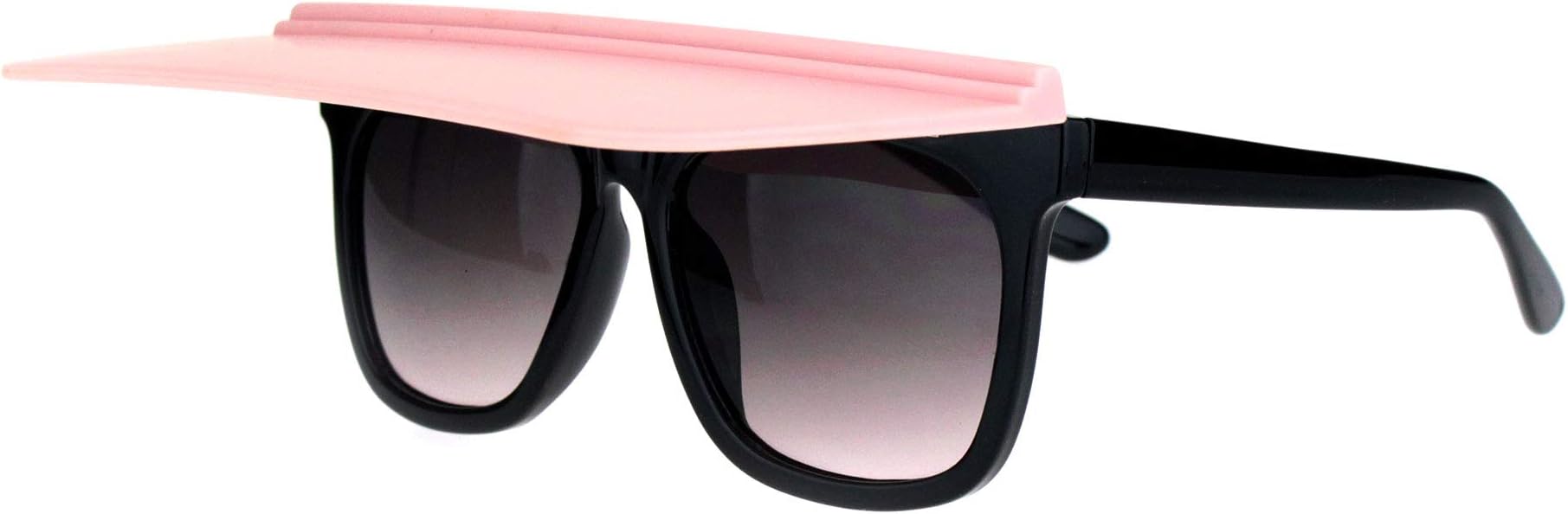 SA106Unique Collapsible Sun Visor Horn Rim Hipster Plastic Sunglasses
