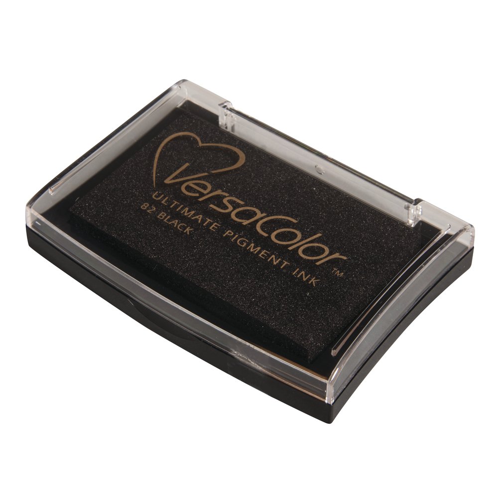 Rayher Versa Color Stamp Pad for Papercrafts, Card Making and Scrapbooking, Pigment Ink Pad for Stamping, black, 4.7x7.5cm, 29017576