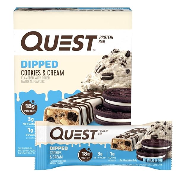 QUEST NUTRITION DIPPED COOKIES & CREAM PROTEIN BARS,...