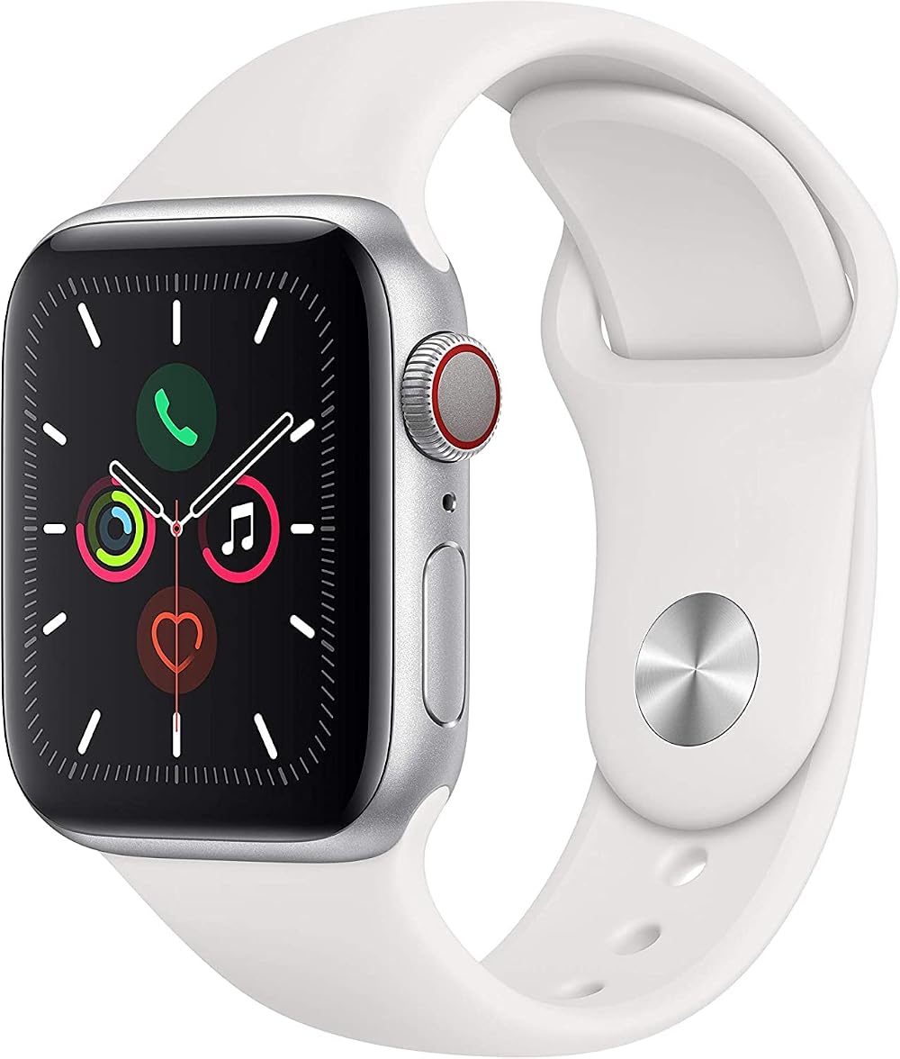 Apple Watch Series 5 GPS Cellular 40mm Silver Aluminum White Sport Band Renewed