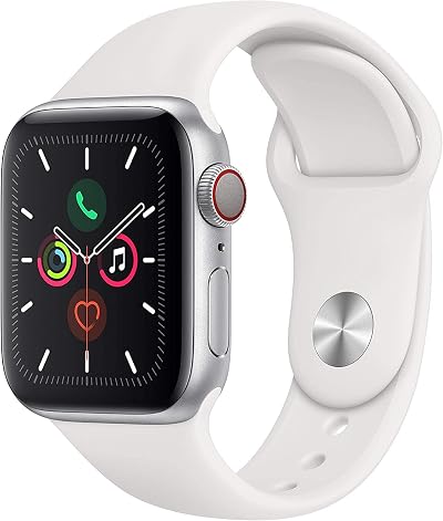 Apple Watch Series 5 GPS Cellular 40mm Silver Aluminum White Sport Band Renewed
