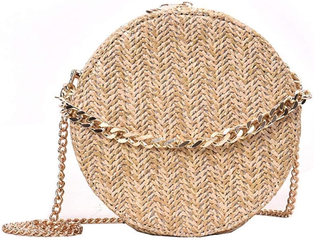 Straw Crossbody Bag Women Weave Shoulder Bag Woven Round Crossbody Bag