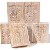 BELA Sandalwood Soap 3.3 OZ, Pack of 6 French Triple Milled Bar Soap with Organic Shea Butter, Hand, Face and Body Wash Bar, Made in Australia
