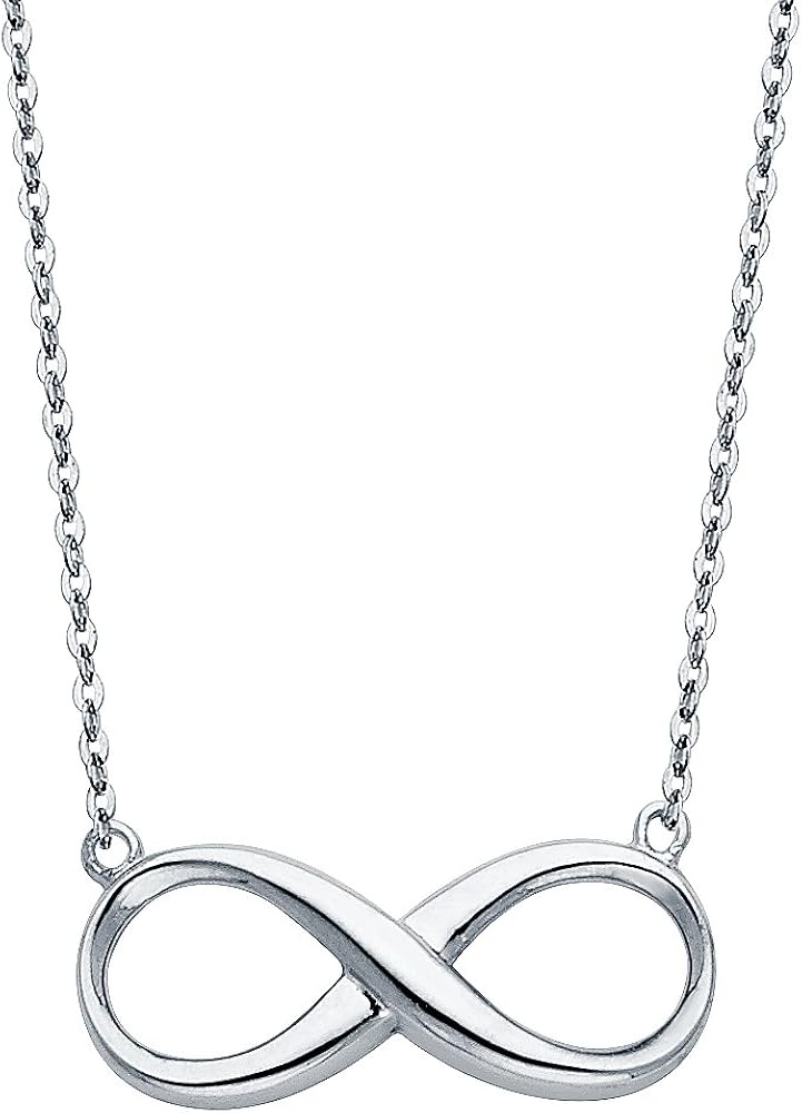 14k White Gold Infinity Necklace - 17 
