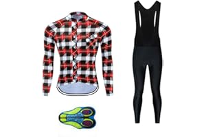 MOXILYN Cycling Jerseys Men Set Bike Clothing for Men Long Sleeve Bike Jacket and Cycling Bibs Pants with 20D Gel Pad