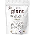 Organic Giant Mushroom ，10 in 1 Mega Mushroom-Complex Formula Powder for Immune System Booster, Reishi & More,Chaga, Lions Mane, Cordyceps, Vegan, (284 Days Supply)