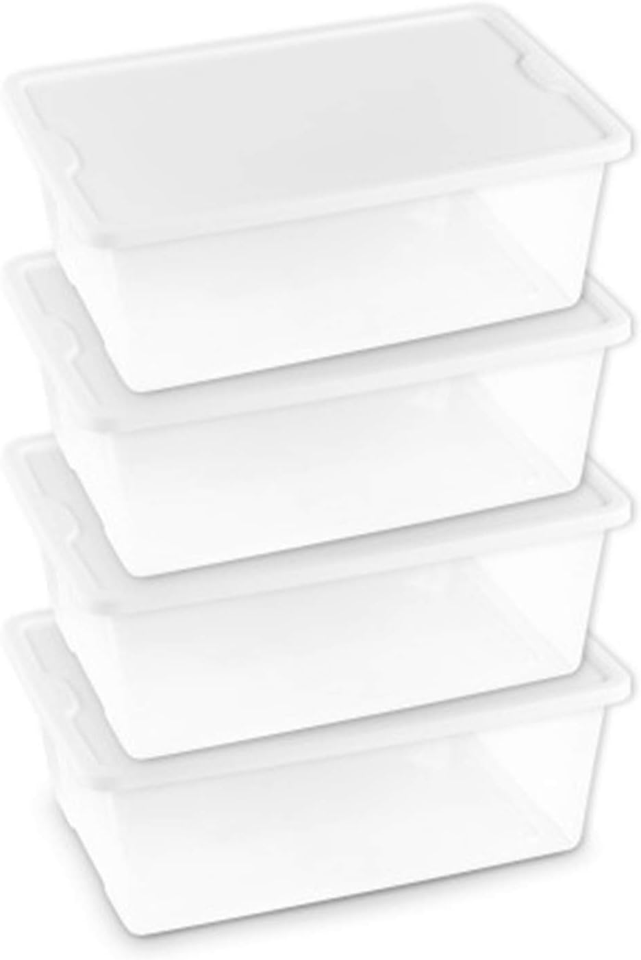 HOMZ Snaplock Clear Storage Bin with Lid, Small-12 Quart, White, 4 Pack