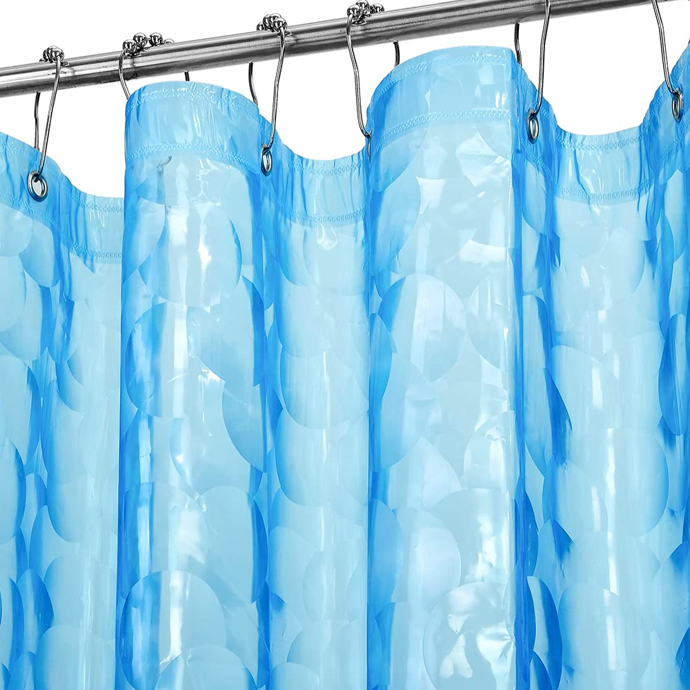 Ga-Geetopia Narrow Size Blue Pearl 3D EVA Stall Shower Curtain Liner, 36x72 Inch Light Weight Plastic Bathroom Shower Curtain with Rustproof Metal Grommets, Magnets for Small Shower Stall, Bathtubs
