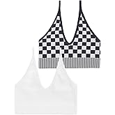 LISSMOMO 1-3 Pack V Neck Crop Tank Tops for Women Adjustable Spaghetti Strap Tank Tops Cropped Camisole Tops