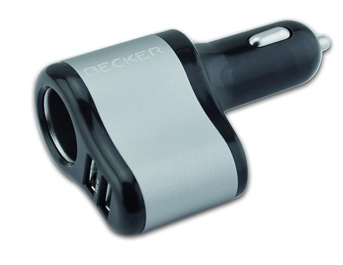 Becker 500071 KFZ USB Ladegerät (3 in 1 mit Auto Zigarettenanzünder, Anschluss für Navigationsgeräte, 2 USB Ports 2A und 1A f