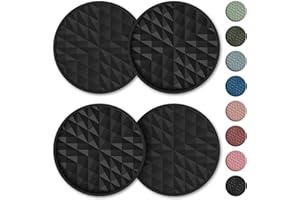 Wingcases Car Coasters Silicone [4 Pack，7cm, Black] Mats Non Slip, Embedded Car Interior Accessories, Car Cup Holders Insert 