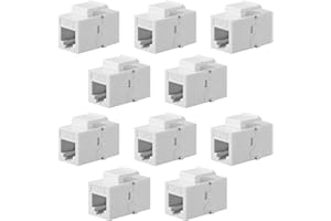 Weewooday 10 Pack CAT3 Telephone RJ11 6P4C Jack Female to Female Phone Line Connector Coupler, White