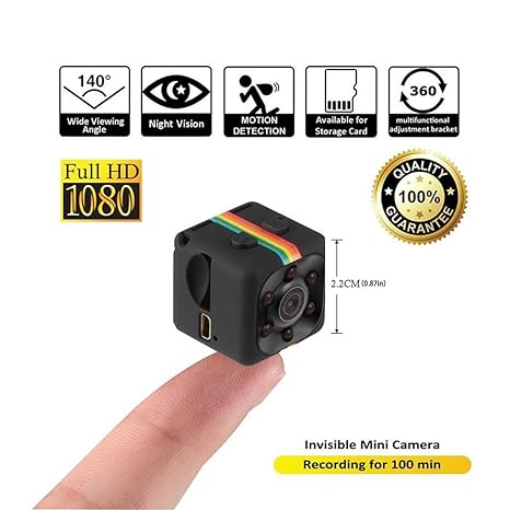 SQ11 Autokamera Infrarot Nachtsicht HD Mini Kamera Mini DVR Bewegungsmelder Kamera Überwachung Schwarz