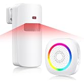 TECKNET Wireless Motion Sensor Door Chime, Fast Detection PIR Entry Alert(5S Interval Alarm) with 61 Chimes, 5 Volume Levels, RGB Light Indicator, Easy Install for Business, Home, Elderly, Visitors