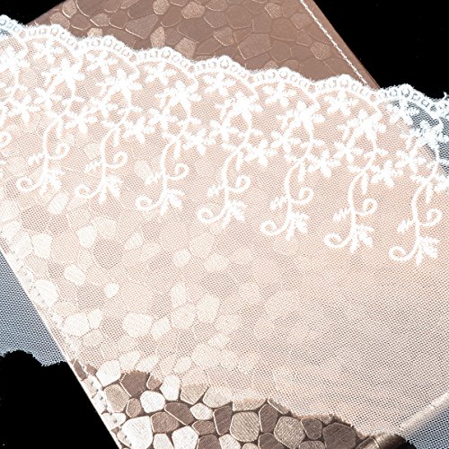 eZthings Cotton Lace Embroidery Wedding Fabric Trim for DIY Decorating, Floral Designing and Crafts (3 Yard, White (Width:5.9"))