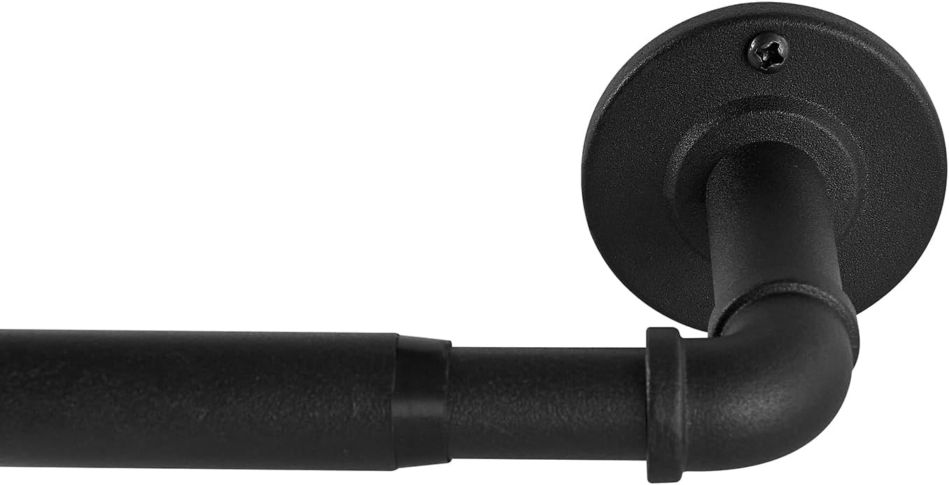 Window Treatment Hardware - Industrial Curtain Rods for Windows 48 to 84 Inches, Blackout Wrap Around Curtain Rod, for Indoor and Outdoor, 5/8 Inch Diameter, 35 to 75 Inches, Black