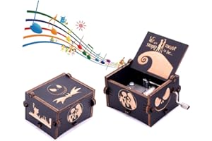 Keast We Are Simply Meant to Be Hand Crank Music Boxes, Unique Vintage Laser Engraved Wood Nightmare and Christmas Music Box Valentine's Day Gift for Women
