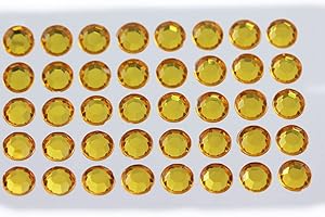 KraftGenius Allstarco 10mm SS46 Amber Self Adhesive Acrylic Rhinestones Plastic Face Gems Stick On Body Jewels for DIY Cards and Invitations Crafts Bling Sticker - 5 Sheets - 250PCS
