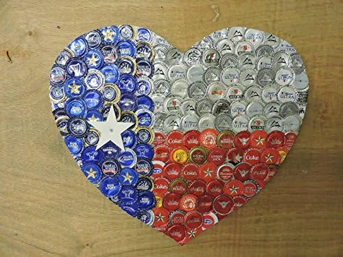 Bottle Cap Heart Mixed Media Wall Decor creating the Texas Flag design