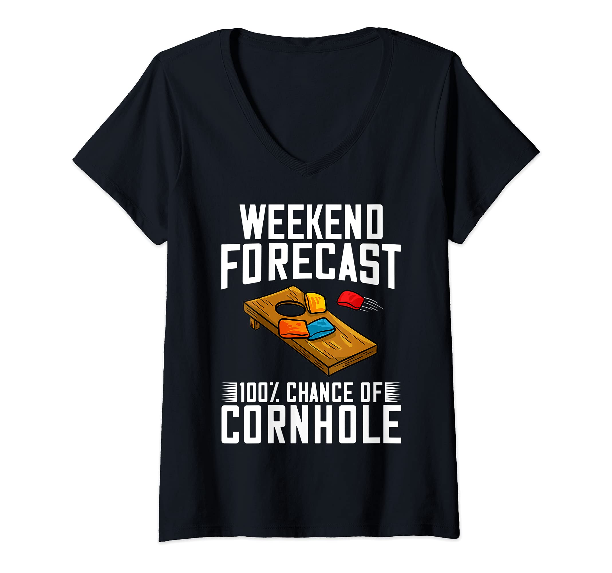 Womens Cornhole Board Game Bags Rules Player V-Neck T-Shirt