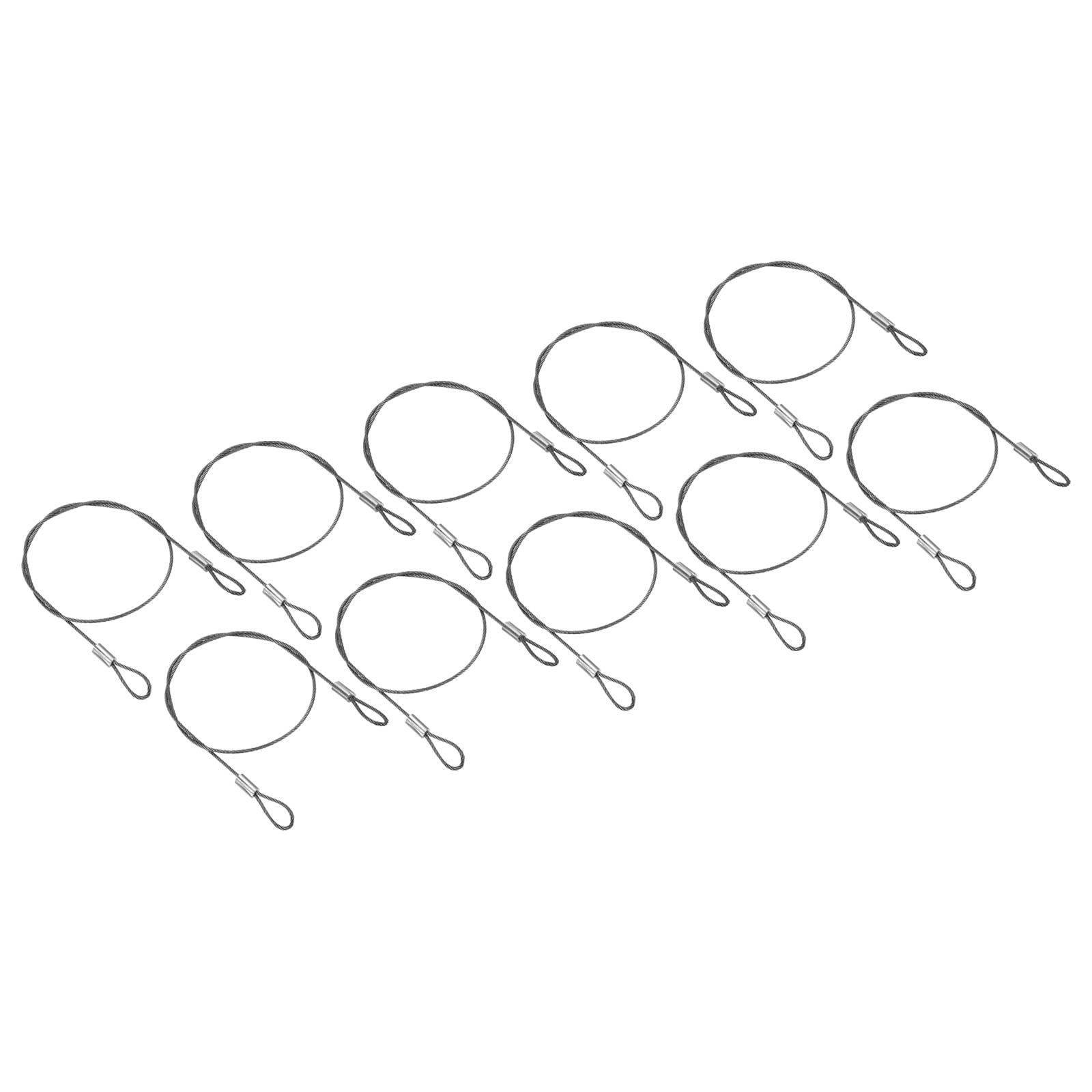 PATIKIL 16 Inch Safety Security Cable Wire, 10 Pack Stainless Steel 40cmx1.5mm Stage Lights Rope with Double Loop for DJ Lighting Luggage Lock