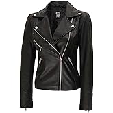Decrum Womens Leather Jacket – Asymmetrical Style Casual Leather Jackets for Women