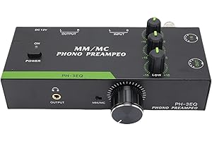 Keenso Phono Preamp, Metal Turntable Amplifier, ThreeBand Equalizer, Support MM and MC Cartridges for Audiophiles (US Plug 10