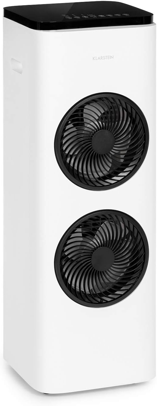 KLARSTEIN Windsurfer - Enfriador de Aire, 3 en 1, Ventilador, Humidificador, 105 W, Flujo de Aire 534 m³/h, 3 velocidades, 3 Modos: Normal, Natural y Reposo, Oscilación, Mando a Distancia, Blanco