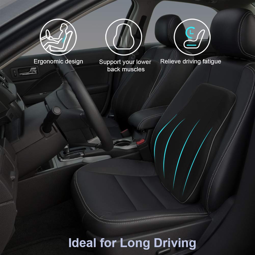 HONGJING Ergonomic Lumbar Support Pillow for Office Chair, Premium Memory Foam Back Cushion for Lower Back Pain Relief, with Breathable Mesh Cover for Car Seat, Wheelchair, Recliner