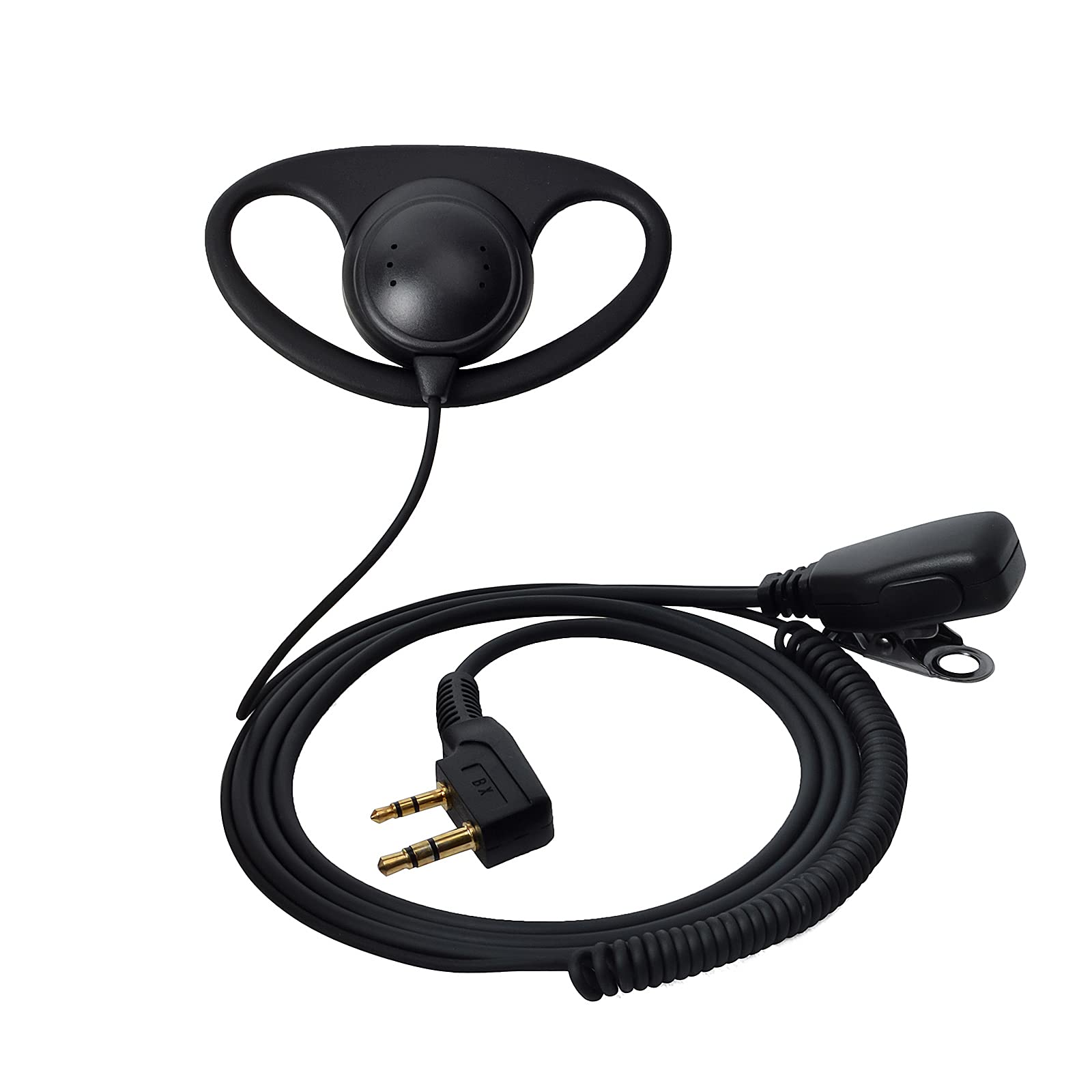 UAYESOK 2 Pin D-Shape Earpiece Walkie Talkie Headset with PTT Mic Microphone for Baofeng UV-5R UV-5RA 777 888S UV-82 Kenwood TH-22A TH-22AT TH-22E TH-25 WOUXUN HYT PUXING 2 Way Radio (1 Pack)