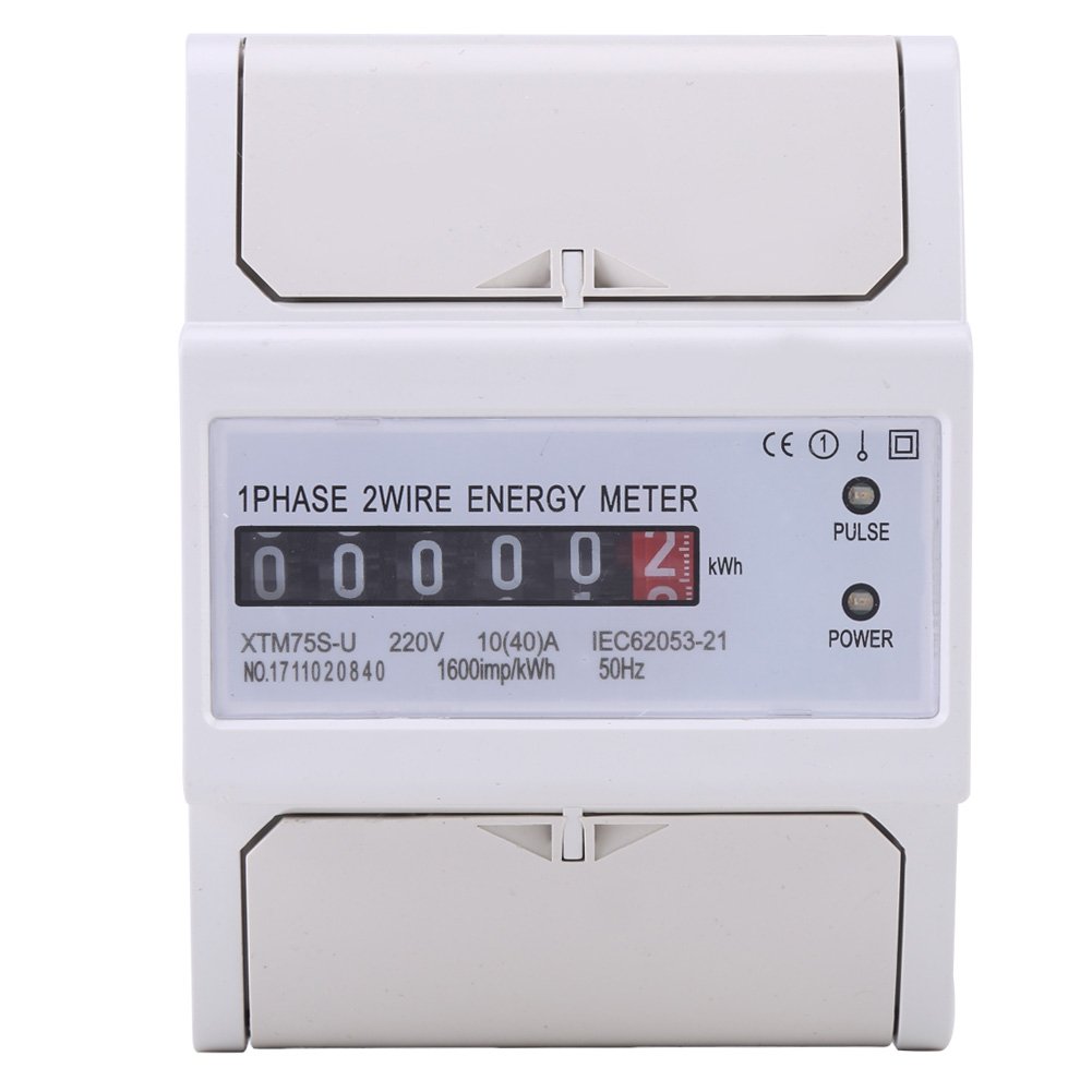 Digital LCD Single Phase Two Wire Energy Meter 10A, DIN Rail KWh Meter for Accurate Electricity Usage Monitoring